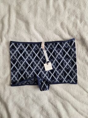 NWT Anthropologie Navy Diamond Pattern Boyshort Panty Underwear Size XXS/XS